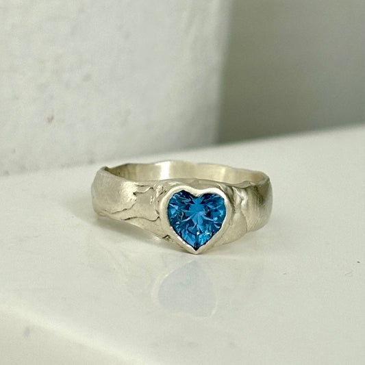Blue Heart Pinkie Ring